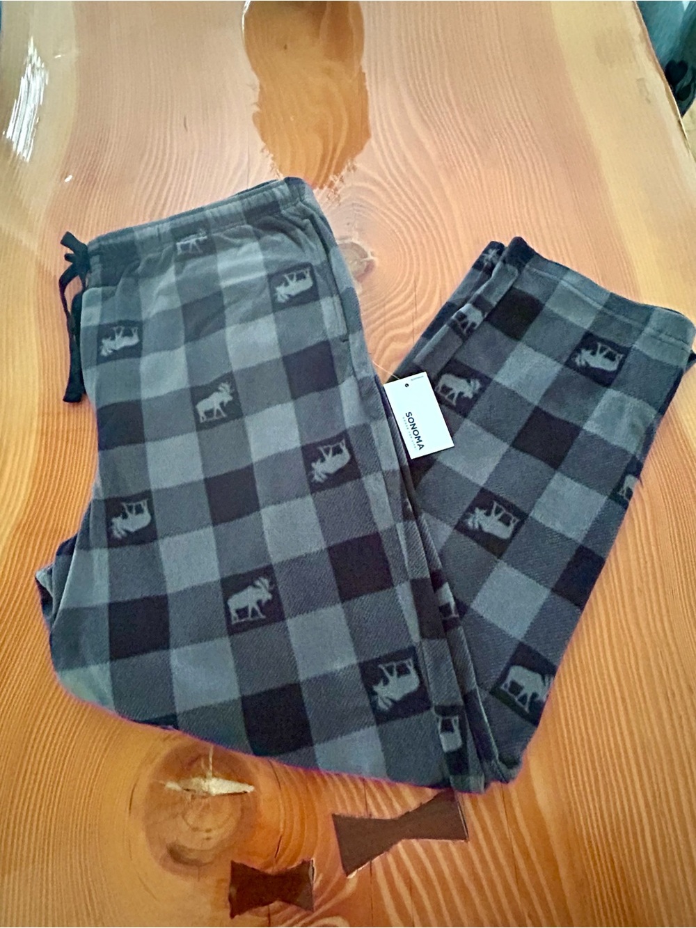 Sonoma Gray and Black Plaid Moose Pajama pants